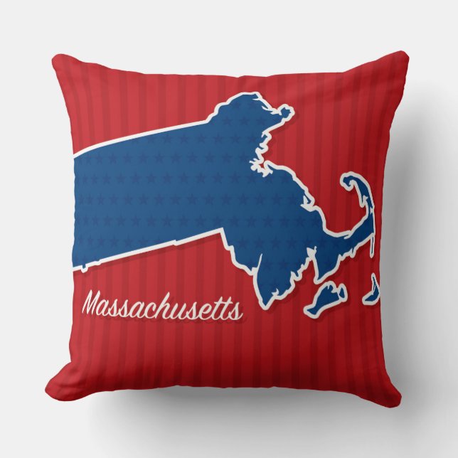 Coussin USA Massachusetts State Stars and Stripes Map (Recto)