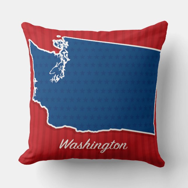 Coussin USA Washington State Patriotic Stars Carte des ban (Recto)