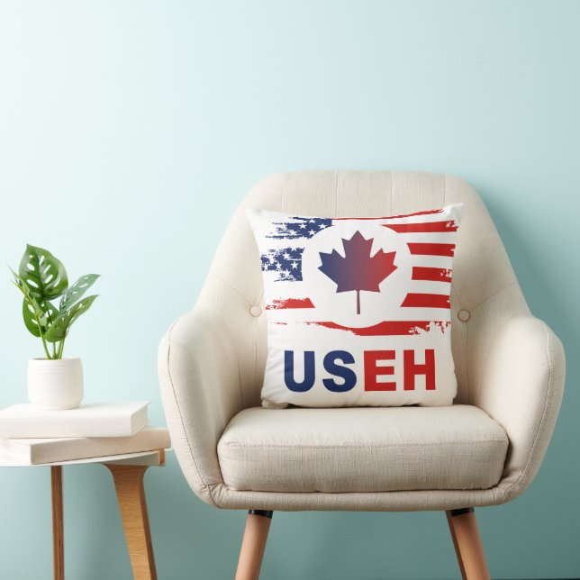 Coussin USEH Mi-Canadien Amérique Canada États-Unis Drapea (Chaise)