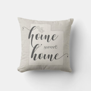 Coussin Utah - Home Sweet Home aspect toile de jute