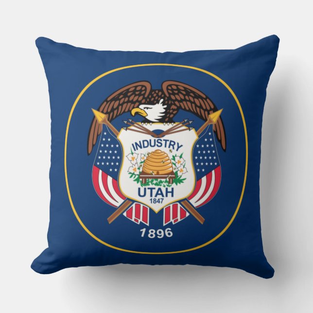 Coussin Utah : Le drapeau américain de l'État de la ruche, (Recto)