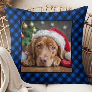 Coussin Vacances Blue Plaid Chien de compagnie personnalis