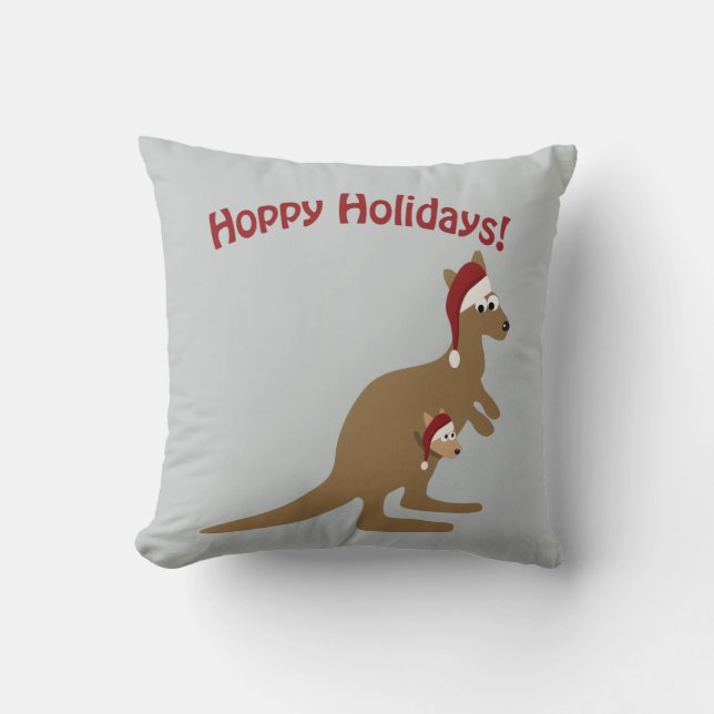 Coussin Vacances chanceuses ! Noël Kangaroo (Recto)