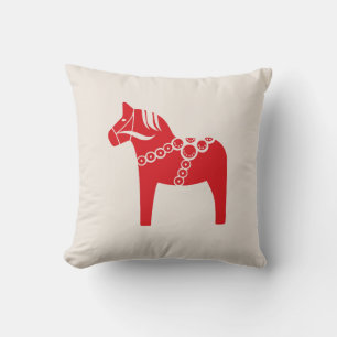 Coussin Vacances d'Art Scandinave Cheval Suédois Rouge