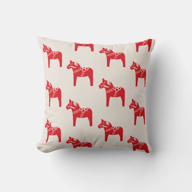 Coussin Vacances d'Art Scandinave Cheval Suédois Rouge (Recto)