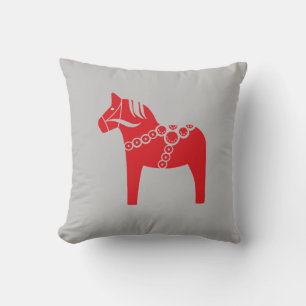 Coussin Vacances d'Art Scandinave Cheval Suédois Rouge