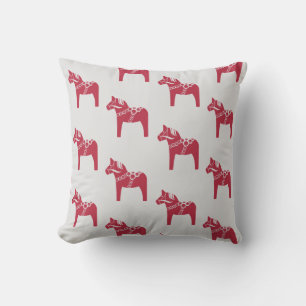 Coussin Vacances d'Art Scandinave Cheval Suédois Rouge