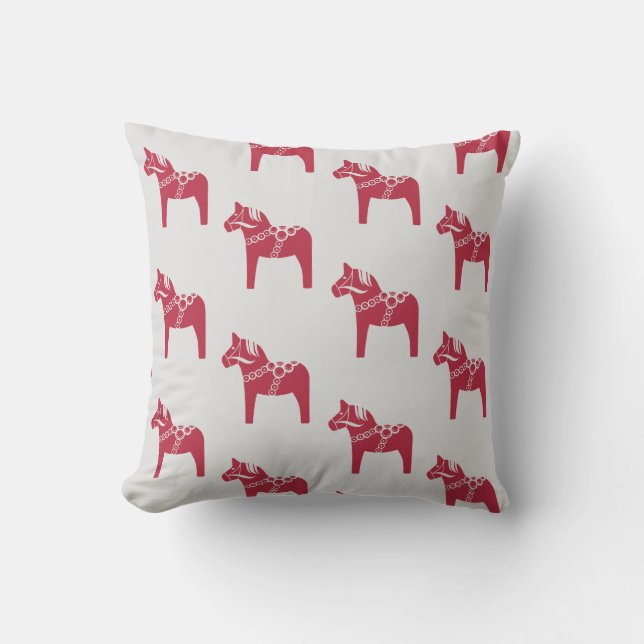 Coussin Vacances d'Art Scandinave Cheval Suédois Rouge (Recto)