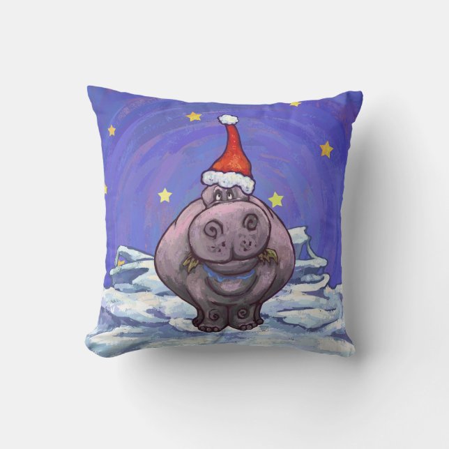 Coussin Vacances de fête d'hippopotame (Recto)