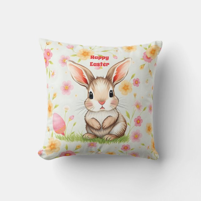 Coussin Vacances de lapin Collection moderne de Pâques (Recto)