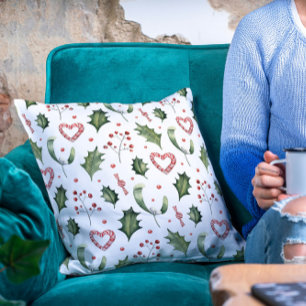 Coussin Vacances de Noël Mistletoe Holly Sucres de canne