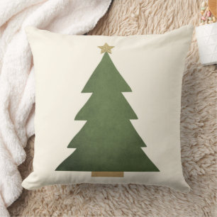 Coussin Vacances de Noël rustique vert et or