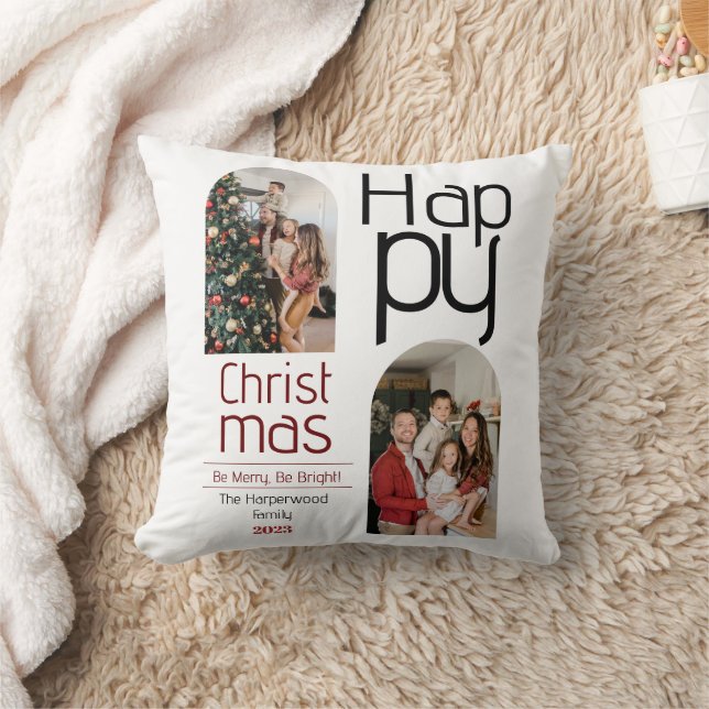 Coussin Vacances de Noël simples Typographie moderne Photo (Couverture)