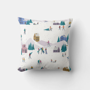 Coussin Vacances des Alpes d'hiver : les gens actifs sans