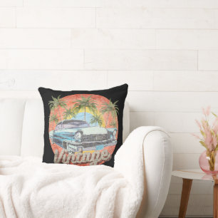Coussin Vacances d'été en voiture vintage rustique