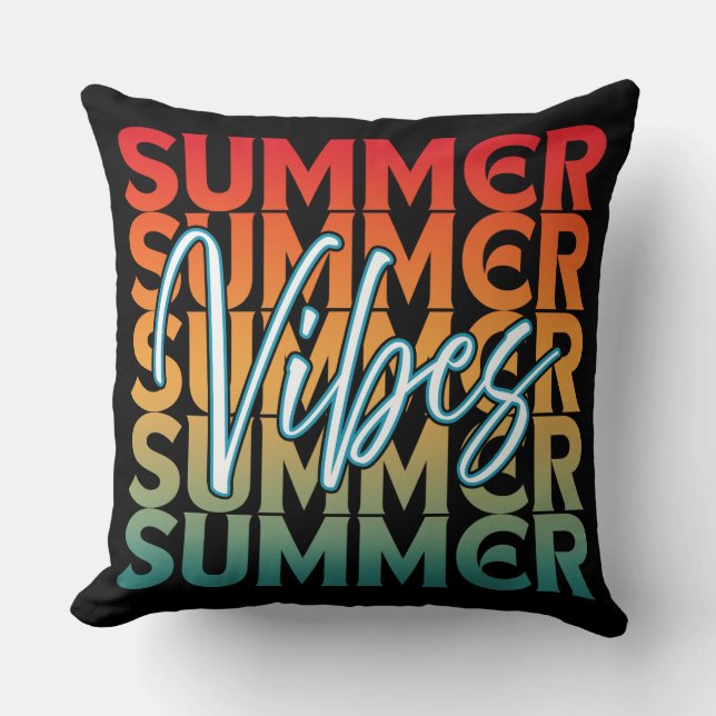 COUSSIN VACANCES D'ÉTÉ PLAGE FAMILLE  (Recto)