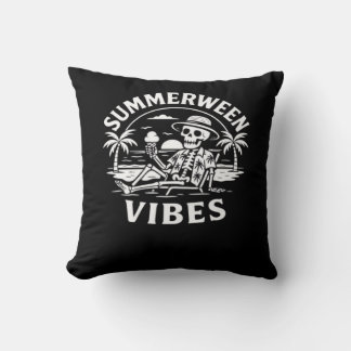 Coussin Vacances d'été Vibes d'été Squelette Coucher de so