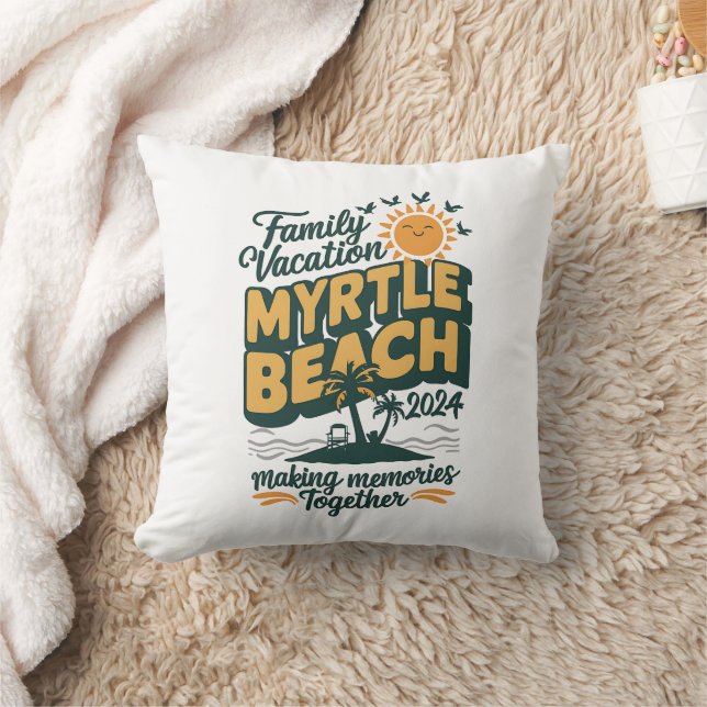 Coussin Vacances en famille Myrtle Beach 2024 Faire des so (Couverture)