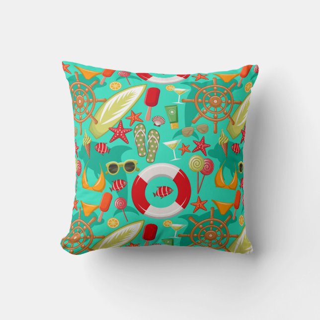 Coussin vacances été plage motif (Recto)