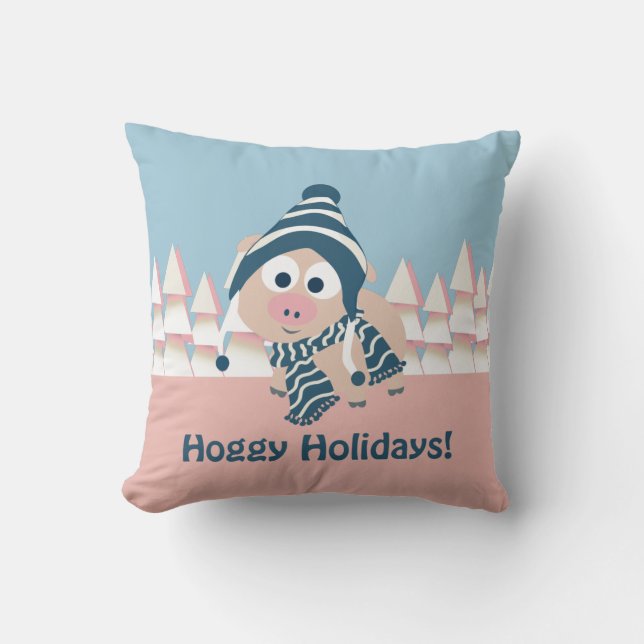 Coussin Vacances Génies ! Cochon d'hiver (Recto)