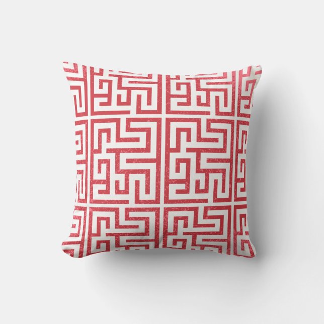 Coussin Vacances géométriques rouges et blanches (Recto)