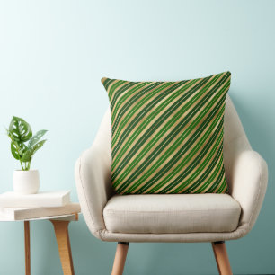 Coussin Vacances Gold Foil et Green Christmas Stripes