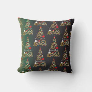 Coussin Vacances matte vert or motif de Noël