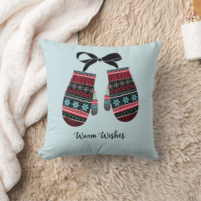 Coussin Vacances Mittens Chaleureux Voeux Noël Jeu d'oreil (Couverture)