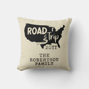 Coussin Vacances personnalisées Family Road Trip USA Car