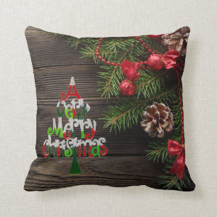 Coussin Vacances rustiques de guirlande de pays de Joyeux