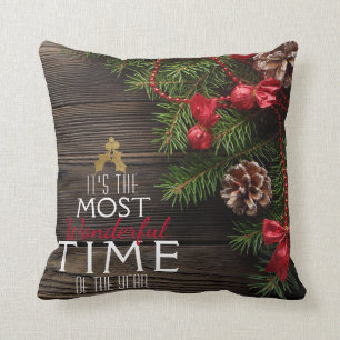 Coussin Vacances rustiques de Noël le temps le plus