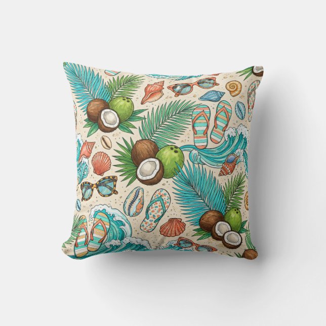 Coussin Vacances tropicales. (Recto)