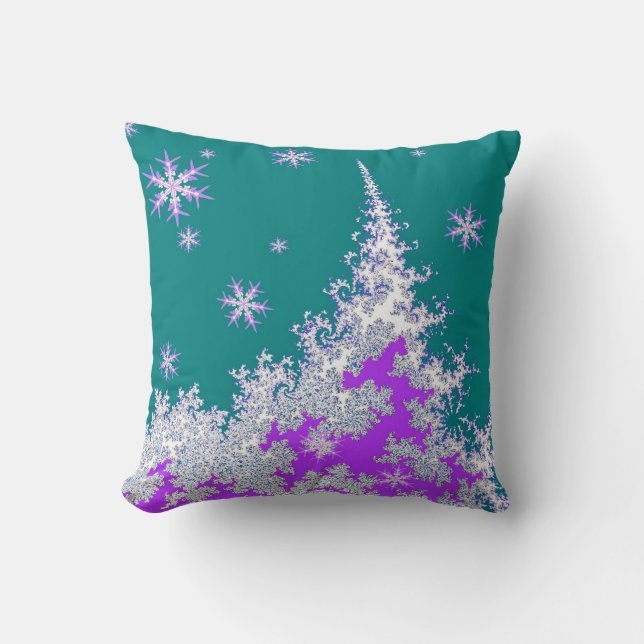 Coussin Vacances turquoises d'arbre de Noël par Sharles (Recto)