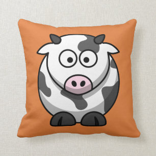 Coussin Vache à bande dessinée sur l'orange