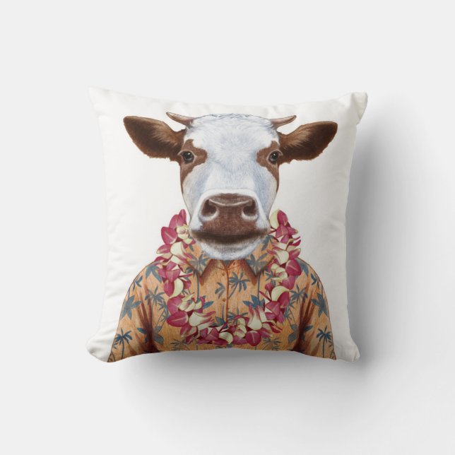 Coussin Vache à chemise hawaïenne (Recto)