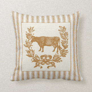Coussin Vache à ferme avec la guirlande sur le coutil