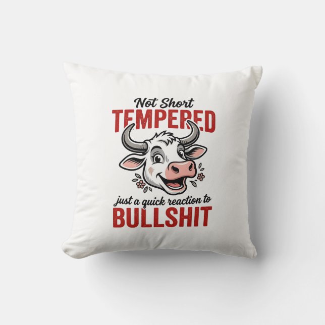 Coussin Vache à tempérament drôle vintage (Recto)