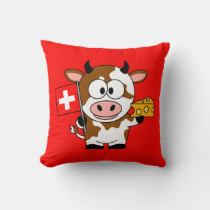 Coussin Vache avec fromage et drapeau suisse