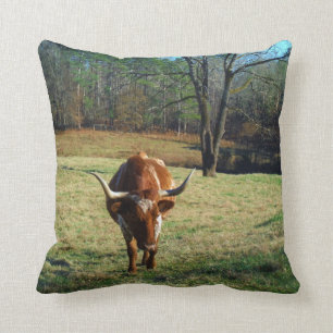 Coussin Vache Brown et blanche à longue