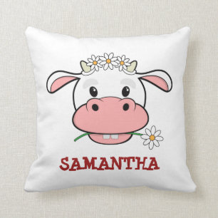 Coussin Vache charmante au dessin   Nom personnalisé Couss