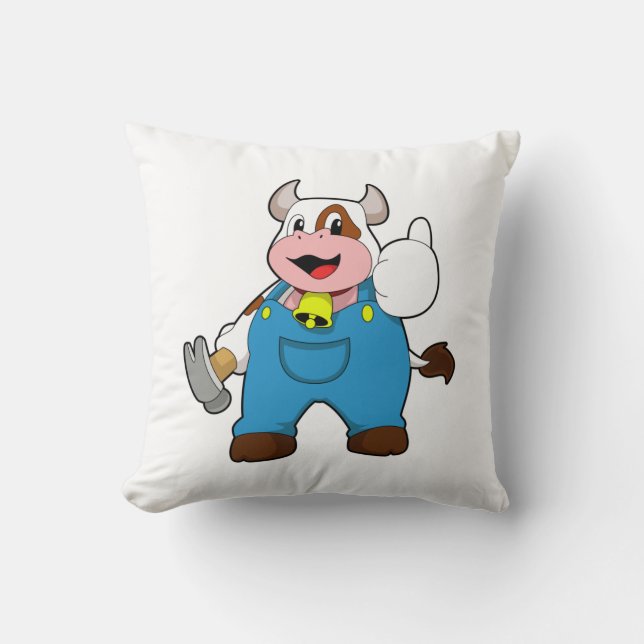Coussin Vache comme artisan avec marteau (Recto)