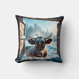 Coussin Vache dans la neige