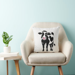 Coussin Vache de dessin sur blanc