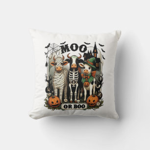 Coussin Vache de Halloween Moo ou Boo