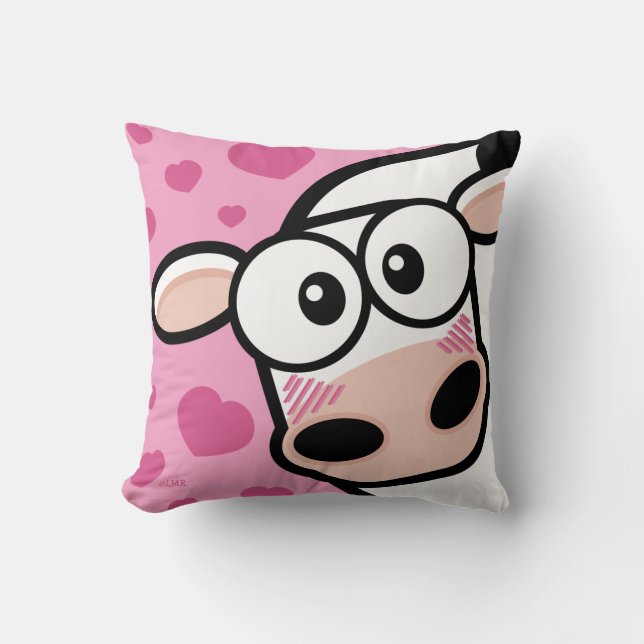 Coussin Vache de rougissement avec des coeurs (Recto)