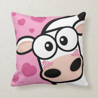 Coussin Vache de rougissement avec des coeurs