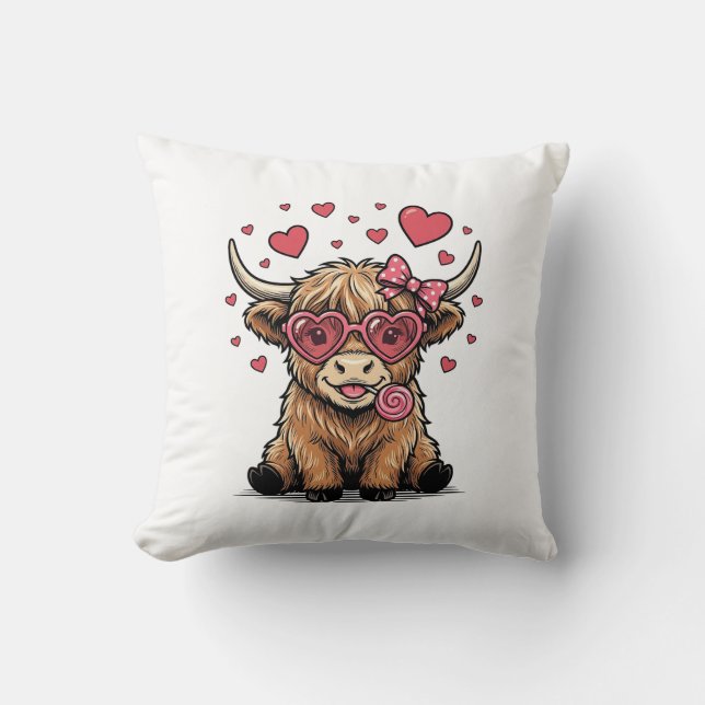 Coussin Vache des Highlands mignonne à lunettes en forme d (Recto)