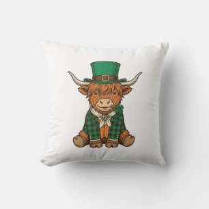Coussin Vache des Highlands mignonne chemise vintage trèfl