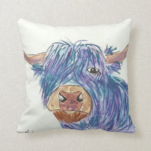 Coussin Vache des montagnes bleue drôle
