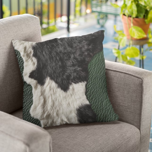 Coussin Vache en cuir vert Faux tachée fourrure cachée (Créateur téléchargé)